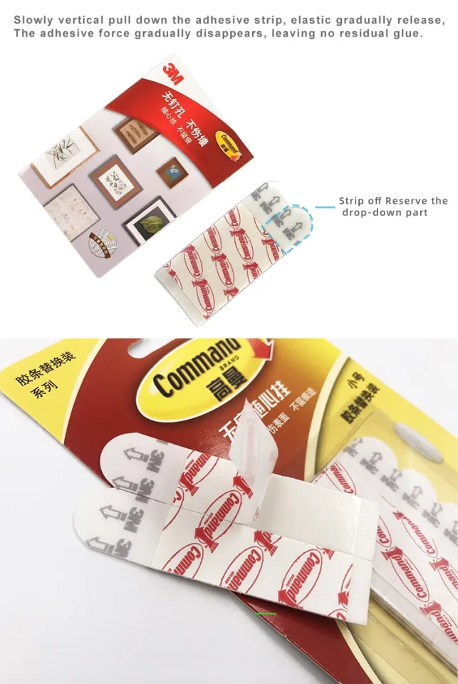 3M Command Strips Non-nail Double-sided Adhesive Strip Non-trace  Replacement Installed Photo Wall Poster