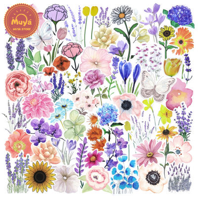 MUYA 100pcs Flowers Stickers Waterproof Floral Vinyl Stickers for Laptop Journal