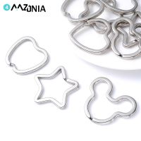 5pcs Silver Color Key Split Rings Flower Star Heart Shape Metal Keyring For Making Keychain Connector Chains Pendant Findings