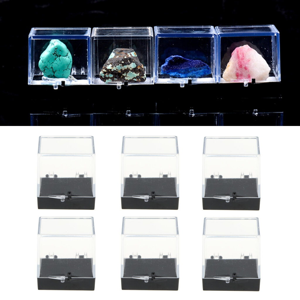 6Pack Clear Display Show Case Acrylic Box Cube for Rock Mineral Collections 