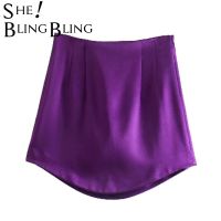 SheBlingBling Za Woman 2021 Traf High Street Solid Side Zipper Sexy Mini Skirt Faldas Mujer Ladies Light Soft Slim Chic Vestidos