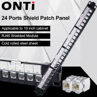 ONTI 24-Port แผงแพทช์ป้องกันฝุ่นที่ทนทานเข้ากันได้กับ CAT5e CAT6 CAT6A CAT7 CAT8 Moudle สําหรับ Ethernet