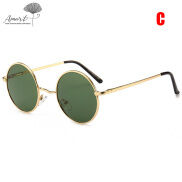 Amart Kính Râm Tròn Cổ Điển Hoài Cổ Kính Râm Thường Ngày Gọng Tròn Kim