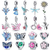 Fashion 925 Silver Colorful Butterfly Dragonfly Hummingbird Spring Series Charms Beads Fit Pandora 925 Original Bracelet Jewelry