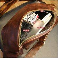 100 Genuine Cow Leather Crossbody Bags New pockets mens small chest bag