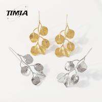 TIMIA โลหะผสมอัลลอยด์ ต่างหูแบบห้อย จี้รูปใบไม้ ไซส์ใหญ่พิเศษ สร้อยคอสีทอง ทันสมัยและทันสมัย เครื่องประดับแฟชั่นเครื่องประดับ สาว Choker ของขวัญสำหรับเด็กผู้หญิง