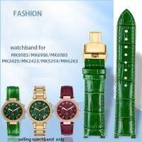 สายนาฬิกาหนังหยักแฟชั่นสำหรับ Michael Kors MK6985 6986 MK2425/2433สายรัดสำหรับผู้ชายและผู้หญิง