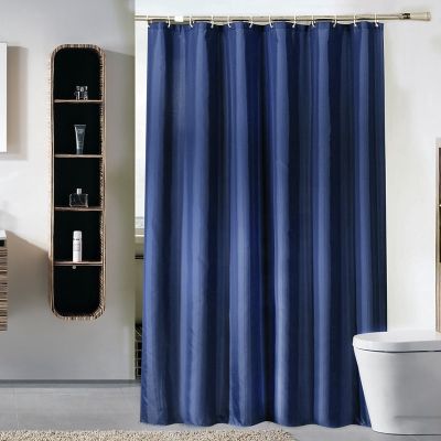 ◙ Pure blue thick waterproof polyester shower curtain