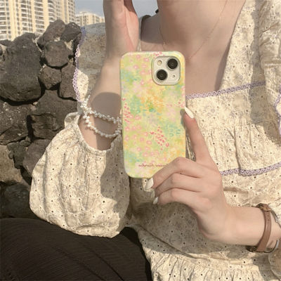 ins ภาพวาดสีน้ำมันดอกไม้กรณีโทรศัพท์ที่มีสีสันสำหรับ iPhone14 ซองใส่ซิลิโคนสีเหลืองสำหรับ iPhone12ProMax เคสโทรศัพท์แฟชั่นเกาหลีสำหรับ iPhone13 ดอกไม้สไตล์อภิบาลกรณีโทรศัพท์สำหรับ iPhone11