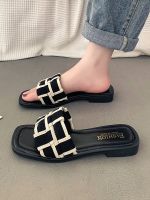 ◇✌∋ French high-end flat sandals and slippers womens summer wear 2023 new online infrared flip-flop beach sandals