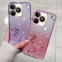 Realme เคสโทรศัพท์11 Pro 11Pro + C51เคส C53 Realme 11 5G 4G NFC กุหลาบนิรันดร์ไล่ระดับสีพร้อม RealmeC51ปลอกซิลิโคนไฟฟ้าแป้งฝุ่นขายดี