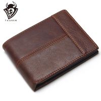 TAUREN Classic Genuine Leather Men Wallets Coin Pocket Zipper Mens Wallet With Purse Portfolio Cartera