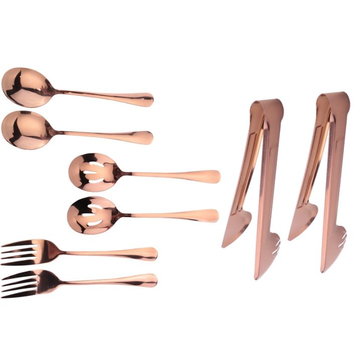 stainless-steel-flatware-serving-utensils-large-serving-spoon-set-of-for-kitchen-8-pieces