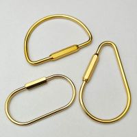 Brass Keychain With Lock D Key Chain Gold Color Camping Carabiner Survival Camping Equipment Buckles Hooks Key Ring Accessories