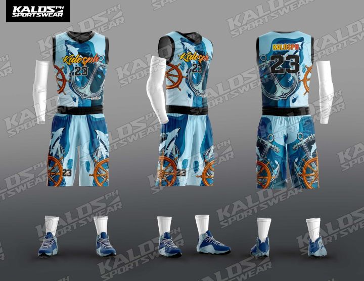 039 SEAFARER MARINE SEAMAN DESIGN BASKETBALL JERSEY SET SANDO AND SHORT