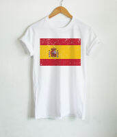 เสื้อยืดลาย ธงชาติสเปน ประเทศ สเปน Spain Flag เสื้อยืดสกรีน คอกลม แขนสั้น