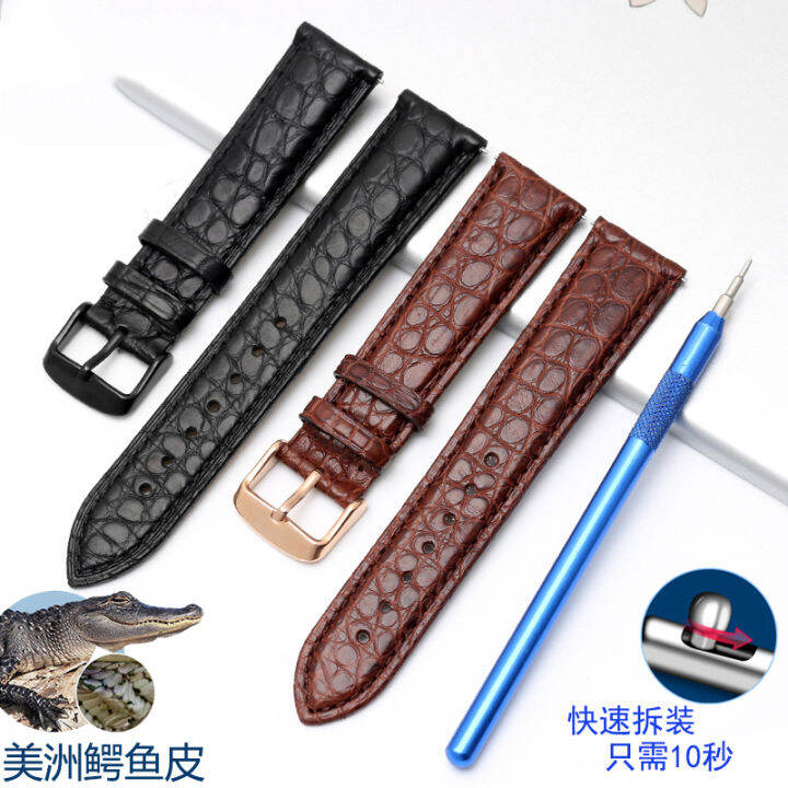 crocodile-alligator-skin-genuine-leather-watchband-belt-watch-strap-celets-for-24mmquick-installation