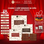 Combo 3 Hộp Mini - 3 Vị Socola Tươi Nama Nguyên Chất Chocolate Vị Đắng Dark