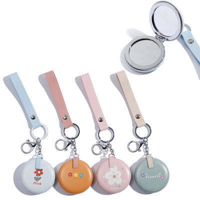 Cosmetic Mirror Portable Mirror Mirror PU Leather Mirror Cute Folding Mirror Keychain Mirror Double Sided Mirror