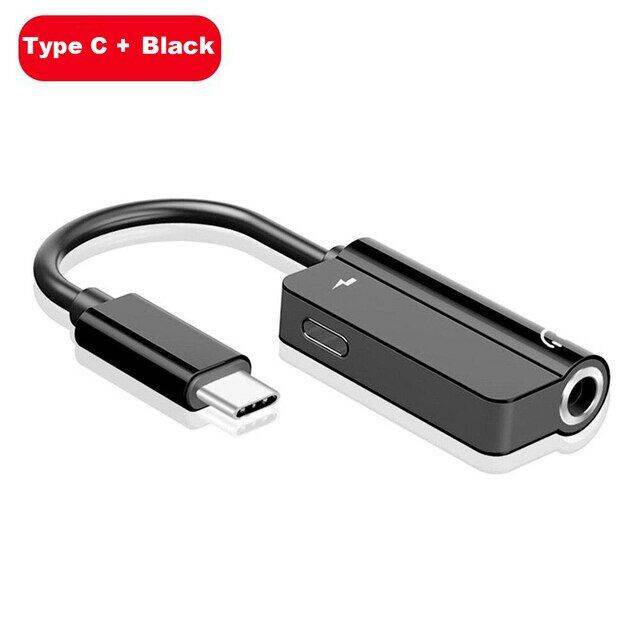 3.5mm Headphone Jack + Charging Port 2 Iphone Adapter Audio Type For Otg Dongle Aux C Connector