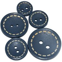 10PCs 30PCs Matt Navy Round Laser Dashed Wooden Buttons Denim Color Sewing Scrapbooking For Jeans Handmade 2 Holes Wood Button Haberdashery