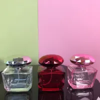 30/50ML Transparent Perfume Bottle Portable Spray Glass Bottle with Gem Cap Cosmetic Container Travel Atomizer Travel Size Bottles Containers Travel S