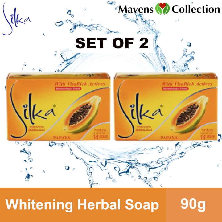 Silka 90g Whitening Herbal Soap with VitaRich Actives Papaya (Set of 2 ...