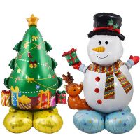 【LZ】✹♘✟  Grande Balão De Folha De Boneco De Neve De Natal Árvore De Natal Em Pé Caixa De Presente De Papai Noel Decores De Festa De Natal