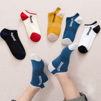 5 Pairslot New Spring Summer Cotton Socks Mesh Breathable Short Print Letters Mens Socks Casual Sports Absorb Sweat Ankle Sock