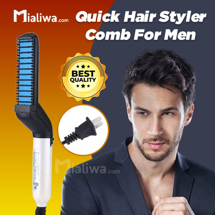 Quick Hair Styler Comb For Men Electric Hair Straightener Brush Beard Straightener Styler