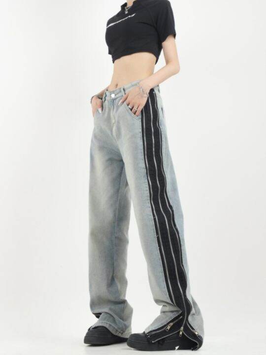 cc-women-s-washed-distressed-waist-jeans-korean-fashion-straight-street-pants-with