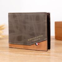 New Mens Wallet Short Cross Section Youth Tri-fold Wallet Stitching Business Multi-card Zipper Coin Purse Wallet Passport Cover Wallets