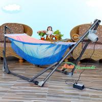 Auto Hammock เปลนอนเด็กไกวอัตโนมัติแบบพับได้ขนาดกลาง(M)สไตล์ผ้าเปลมีมุ้งสีน้ำเงิน