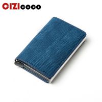 【CW】 2022 New Blocking Card Holder Anti-theft Clutch Men Wallet Denim Business Pop-up Metal ID