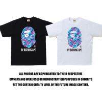 เสื้อยืดลายพรางลายหินอ่อน BAPE ยี่ห้อแฟชั่นพิมพ์ลายคอกลมแขนสั้นดวงจันทร์ทรงหลวม