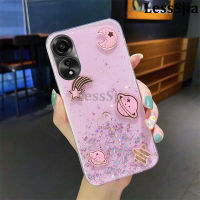 เคสมือถือสำหรับ OPPO A78ฝาหลังซิลิโคนนิ่มโปร่งใสประกายดวงดาวอวกาศดาวดวงจันทร์สาวต่อต้านการตกสำหรับ OPPO A78 5G เคสใส่โทรศัพท์กรัม