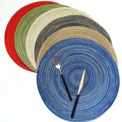 1Pc 18cm Cotton Yarn Placemat Fabric Woven Round Heat Insulation Pad Western Placemat Anti-scalding Coaster Bowl Table Mat Pot