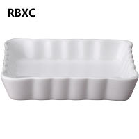 ชามพอร์ซเลน Ramekin สำหรับการอบจานสี่เหลี่ยมที่ให้บริการถาด12*3ซม