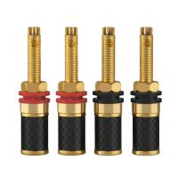 4Pcs HIFI Audio HIFI Gold Plated Copper Speaker Binding Post Female Banana Jack Connector AMP Banana Plug Socket Long Column Without Welding