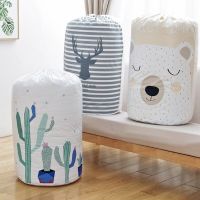 Collapsible Storage Bag Beam Port Transparent Organizer Clothes Blanket Baby Cartoon Bear Toy Basket Container Quilt Travel Bags