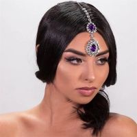 LUXU Rhinestone Forehead Hair Chain Sexy Head Pendant Headdress Crystal Hair Accessories Head Chain Bohemian Gothic Body Jewlery