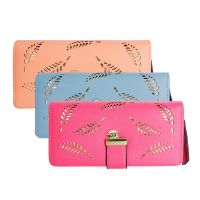 [COD] Wholesale new Korean version ladies hollow leaf clutch bag fashion long mobile phone card