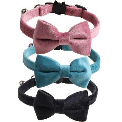 [HOT!] Cat Collar Breakaway with Bell Bowtie 6 Colors Adjustable Safety Buckle Velvet Soft Bow Collars for Cat Kitten Kitty Dog Puppy