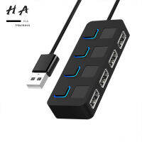 Usb 2.0 Hub ที่พ้วง Usb 4พอร์ต Expander Usb หลายตัว2.0 Hub ใช้อะแดปเตอร์ไฟ Usb2.0 Hub พร้อมสวิทช์สำหรับ PC สี