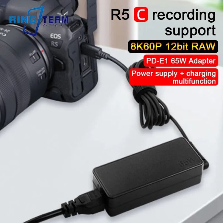 65W PD TYPE-C USB-C AC Power Adapter PD-E1 For Canon EOS R6 R5 R5C