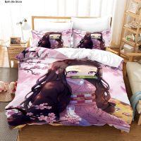 ►◎☏ Nezuko Kamado Bedding Set Anime Demon Slayer Duvet Cover Comforter Bed Linen Single Twin Full Queen Size 3d Kids Girl Boys Gift