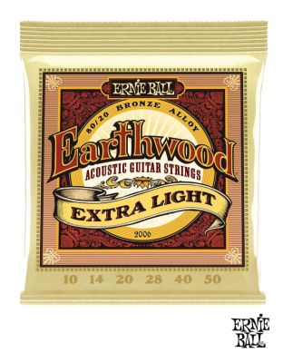 ERNIE BALL 2006 สายกีตาร์โปร่ง เบอร์ 10 ของแท้ 100% รุ่น Earthwood (Extra Lights .010 - .050) ** Made in USA **