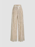 Cider Sequins Mid Waist Straight Leg Trousers