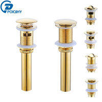 POIQIHY Golden Bathroom Lavatory Basin Sink Pop Up Drain Six Style Clic-clac Waterlet Vanity Sink Waste Drainer