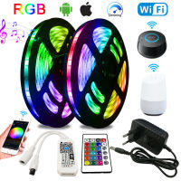 Bluetooth LED Strip Lights RGB 5050 SMD Flexible Ribbon RGB 5M 10M Tape Diode Not Waterproof DC 12V Wifi Controller LED Light